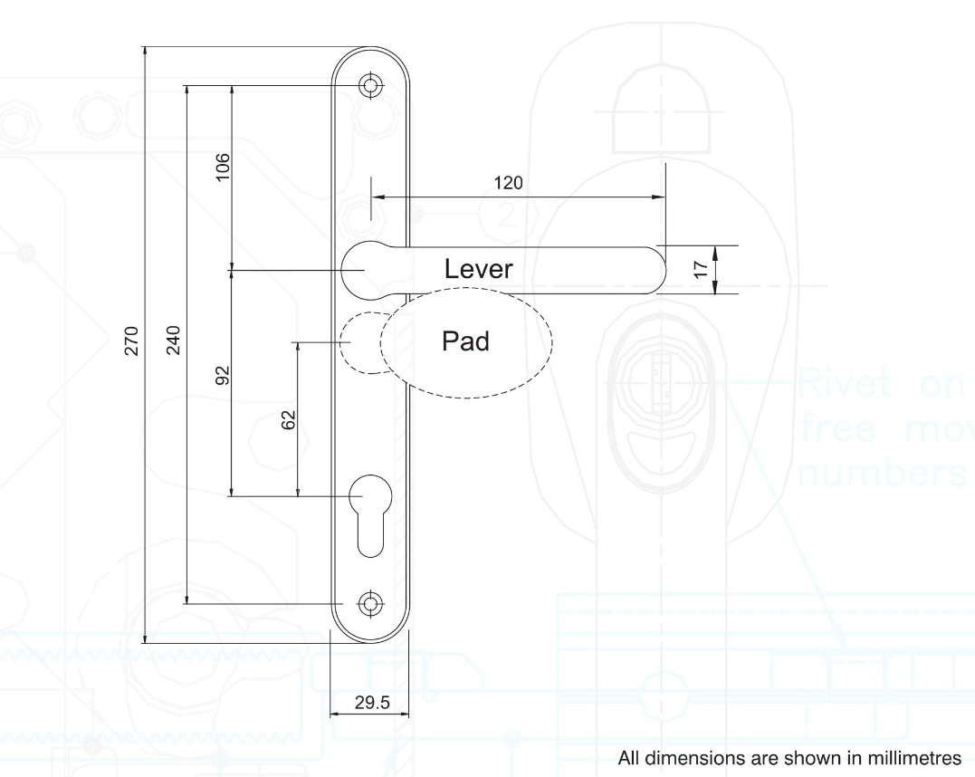 Fab & Fix Blenheim 270mm Lever/Pad Door Handle